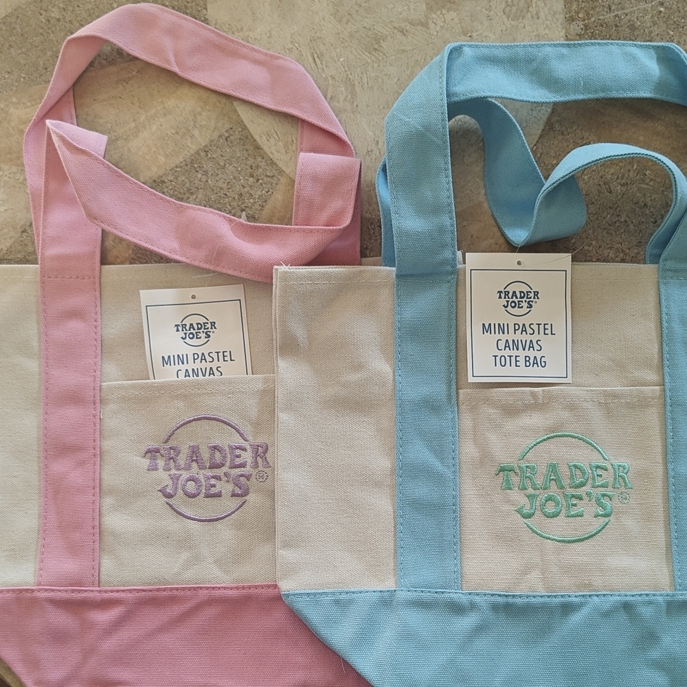 Trader Joe's Mini Pastel Canvas Tote Bags